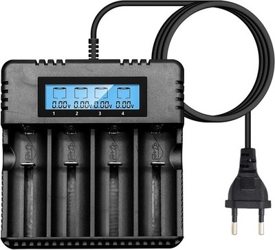 Intelligentes Schnellladegerät LCD-Anzeige für Li-Ion-Akkus 4 Schächte 3.7V 2...
