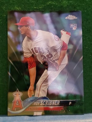 2018 Topps Chrome Green Refractor #164 Troy Scribner 36/99 Angels