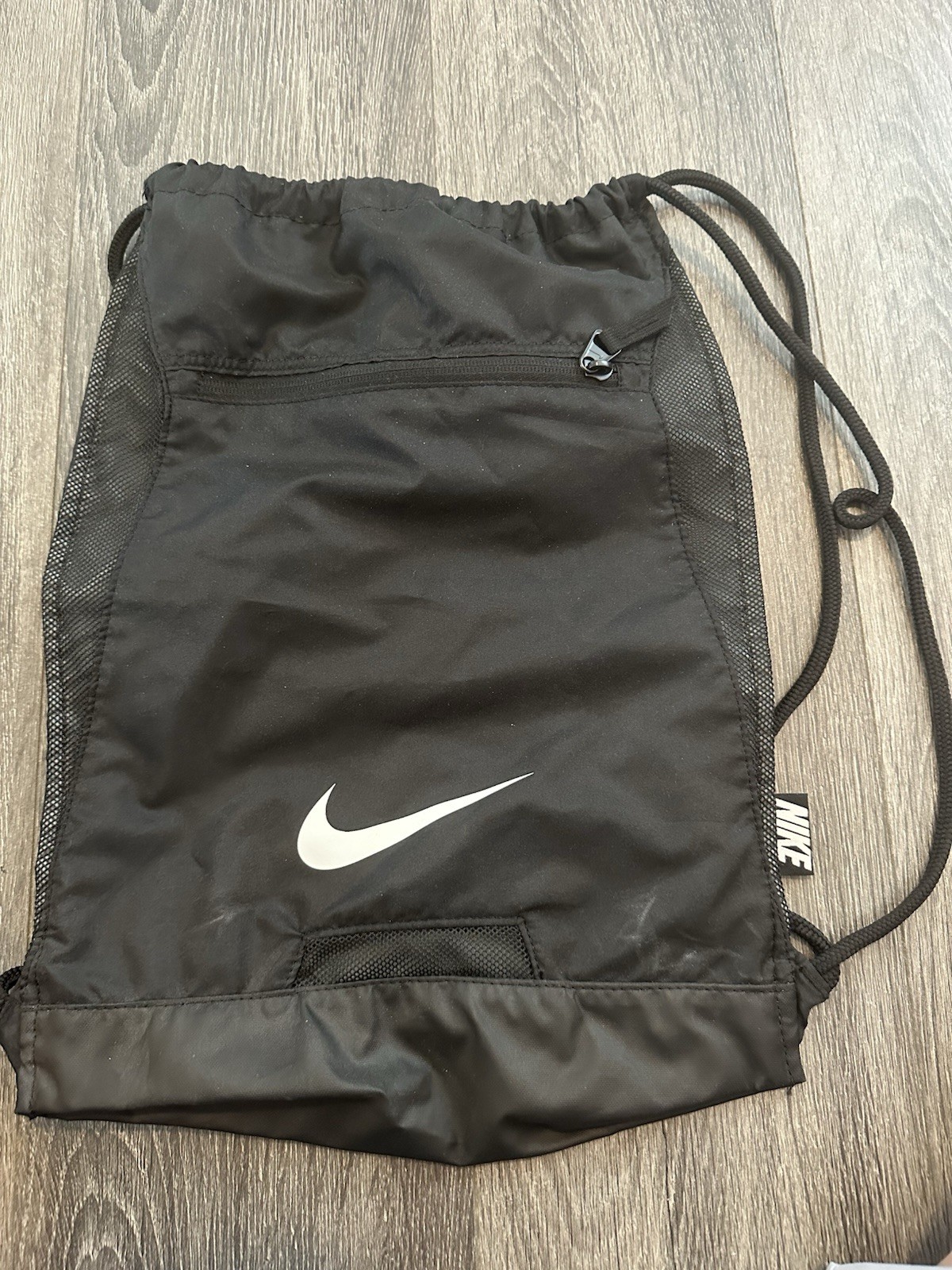 Nike Swoosh Black Athletic Drawstring Backpack for Sports