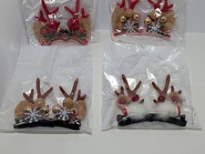 Set of 4 Reindeer Antlers Hair Accessories Clips Christmas Children Holiday