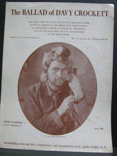 VINTAGE - SHEET MUSIC - DAVY CROCKETT - FESS PARKER - WALT DISNEY PRODUCTIONS