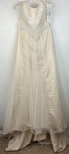 Wedding Dress Womens 12 Tulle Strapless Soft Ivory Gown Fairy Beaded Coquet New