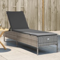 Sonnenliege Poly Rattan Grau Mit Auflage FüR Garten Terrasse Balkon
