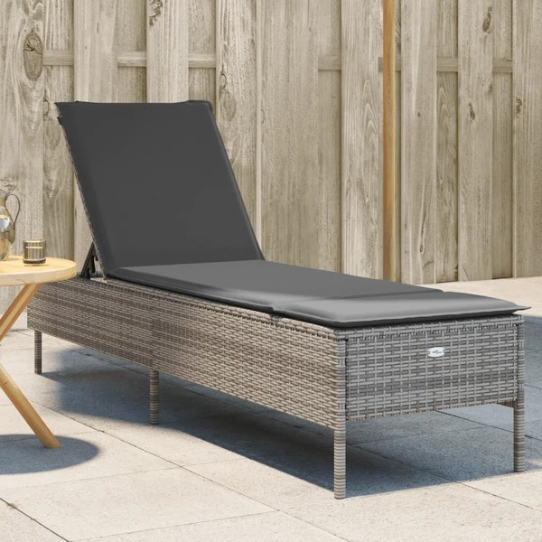 Sonnenliege Poly Rattan Grau Mit Auflage FüR Garten Terrasse Balkon-image
