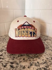 Vintage NBA Denver Nuggets Snap Back Hat- White & Maroon Youngan