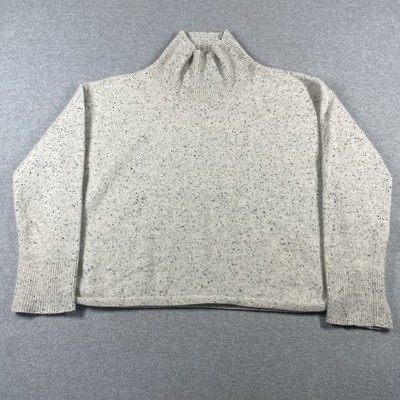 Monrow 100% cashmere cropped mock neck sweater women's medium relaxed fit gray