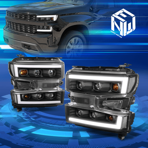Faros proyectores esquineros transparentes carcasa negra LED DRL Silverado 1500 19-24 - Imagen 1 de 10