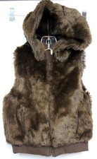 NWT 2008 Gymboree Winter Snowflake Brown Faux Fur Sleeves Jacket Vest Hood Zip S