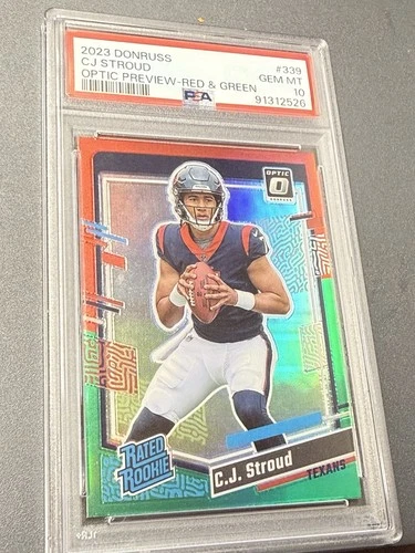 2023 Panini Donruss CJ Stroud Optic Preview-Red & Green #339 PSA 10
