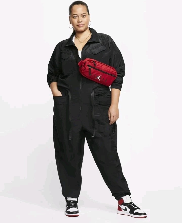 Jordan Womens Jumpsuit 2x Cu1996-010 Black Nylon Blend Zip Front