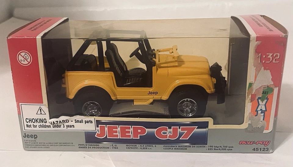 JEEP CJ7 Y Yellow Diecast Model 1:32 Super Friction Motors 1996 New-Ray Toys NEW - Image 4 of 4