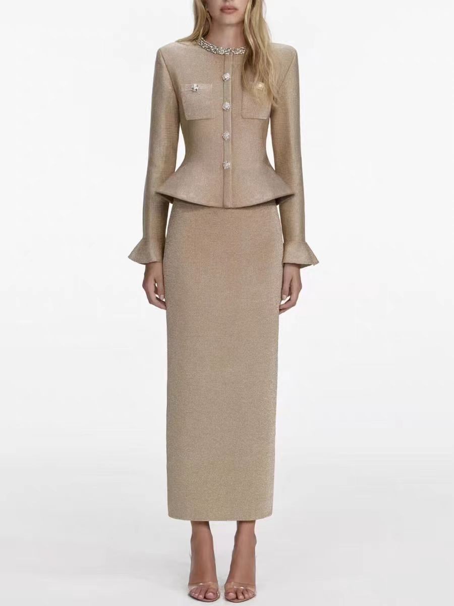 Self-Portrait Womens Autumn Winter New Temperament Diamond Knitted Dress
