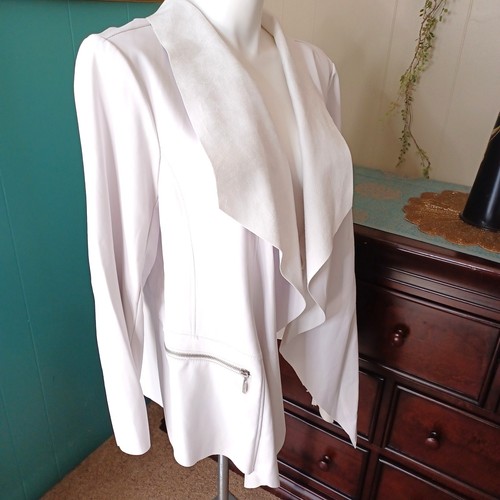 NWT Bisou Bisou Women's Faux Leather Jacket In White Size 2X - Picture 2 of 10