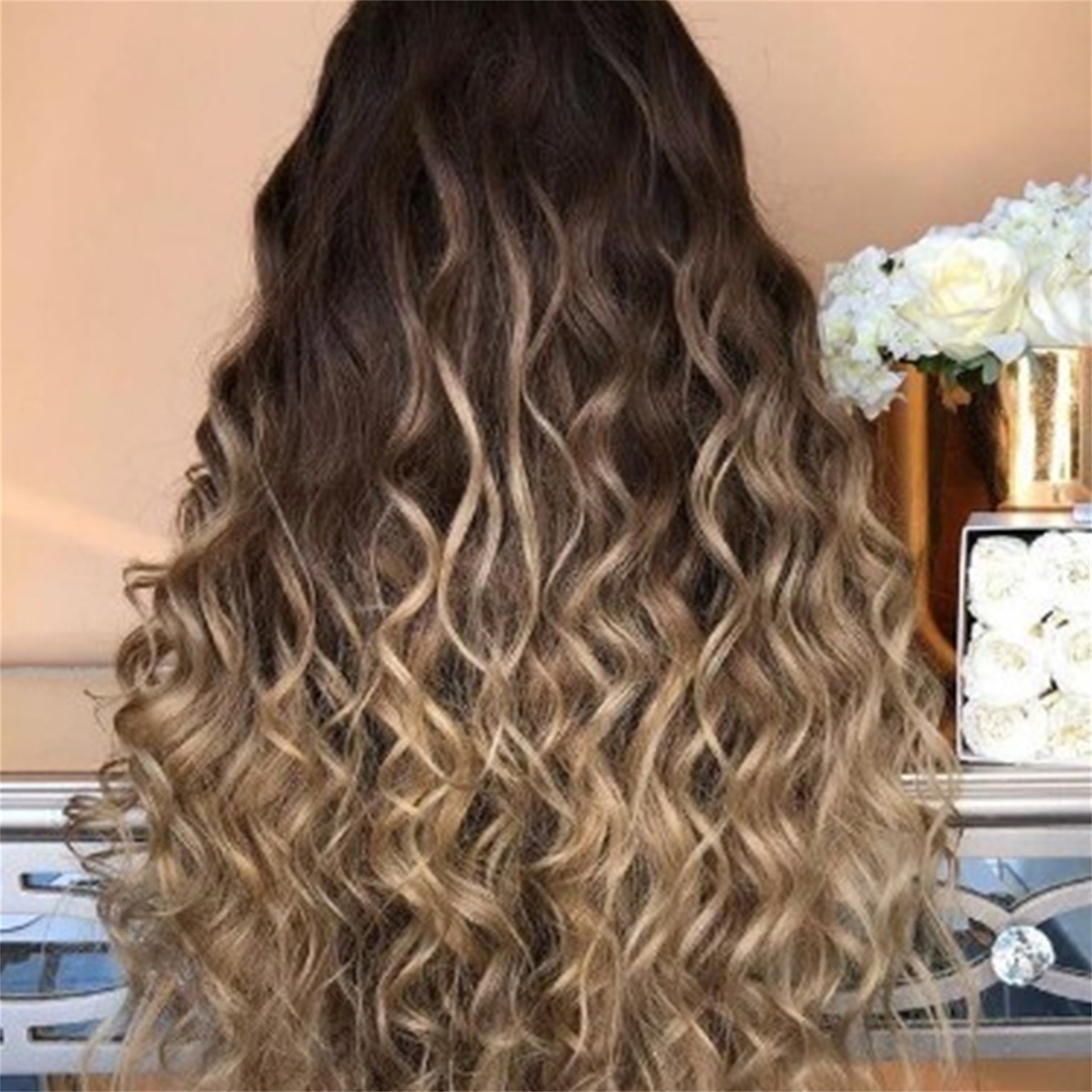 1pc Brown Long Curly Heat Resistant Cosplay Wig For Parties