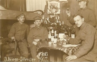 Port. Photo: NEW YEARS EVE! German Army Soldiers w/ Liquor in Bunker; 1916/1917!