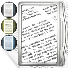 MAGNIPROS Patented 5X Large LED Page Magnifier for Reading  Eye Caring 3 Color