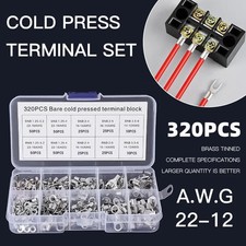 320Pcs/Box 10 In 1 Terminals Non-Insulated Ring Fork U-type Brass Terminals Asso