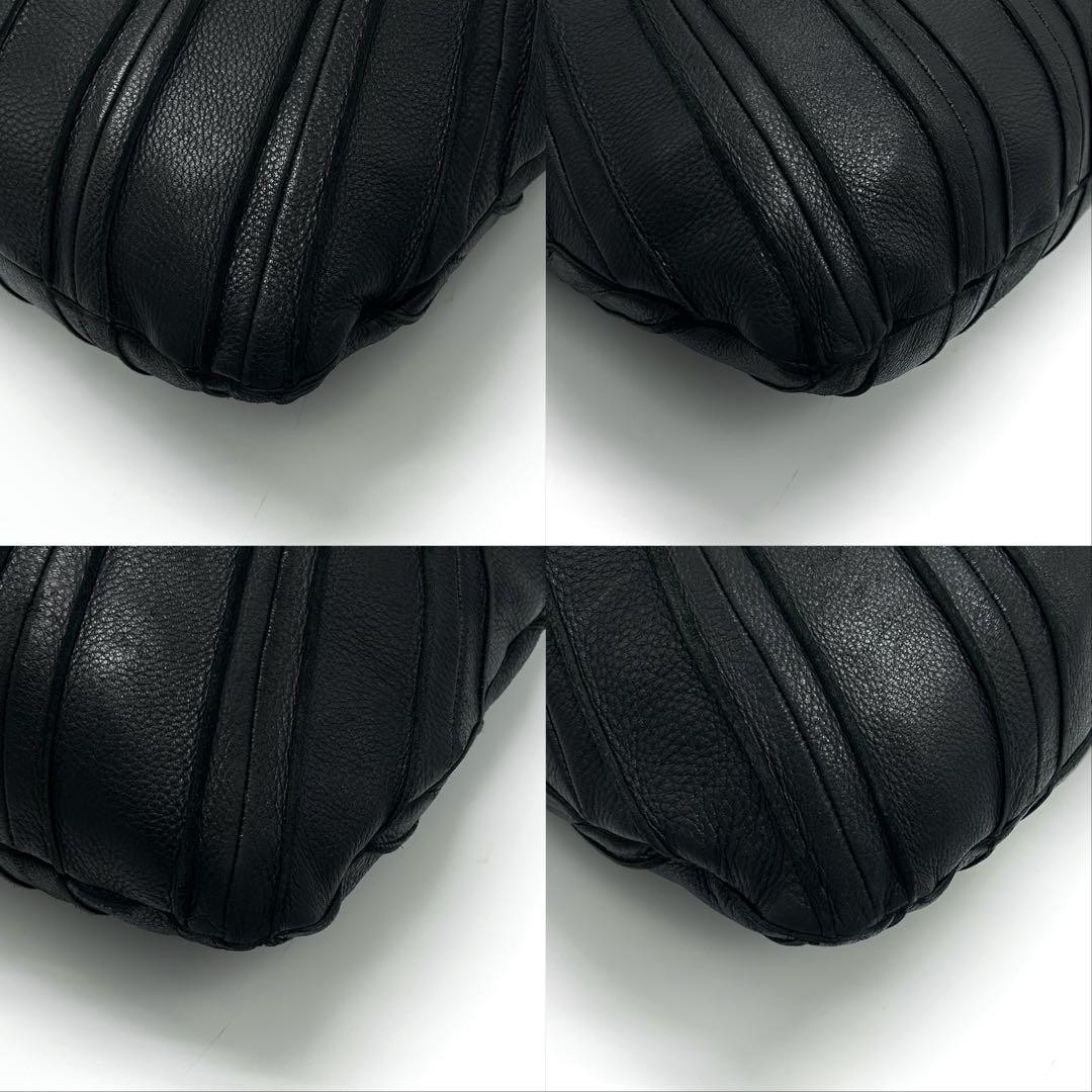 Bottega Veneta Rare Gathered Leather Hobo Shoulder Bag Black Auth Luxury Minimal thumbnail 15