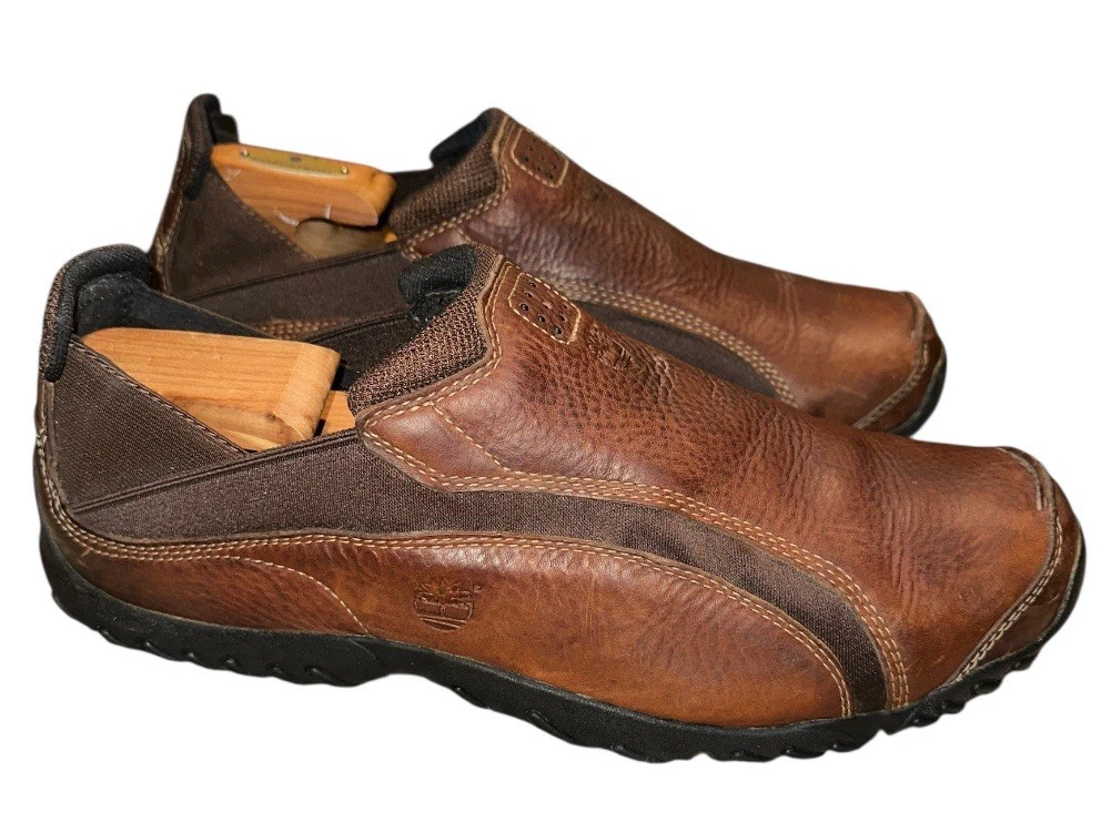 Scarpe da guida Timberland Smart Comfort Casual slip on in pelle marrone da uomo taglia 10M