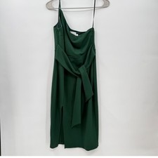 Hello Molly One Shoulder Dress Tie Waist Cocktail Party Green Size L