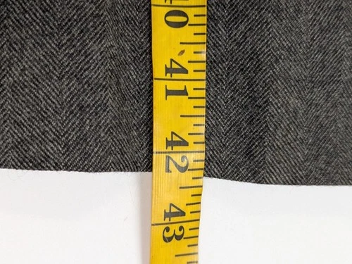 Vintage Men Wool Overcoat 42 R Charcoal Grey Herringbone Dewmoor Malcolm Kenneth image 18