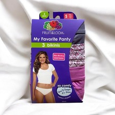  NWT FRUIT OF THE LOOM MY FAVORITE PANTY SET OF 3 MULTICOLOR SIZE S/5