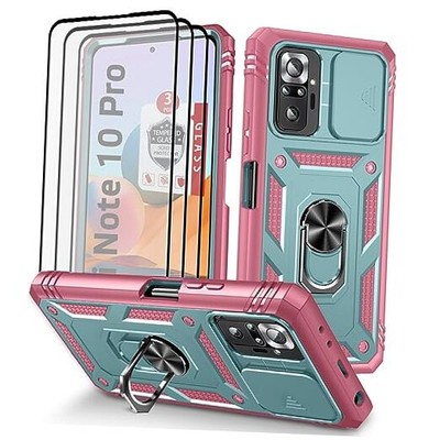 Redmi Note 10 Pro Case, Redmi Note 10 Pro MAX Case with 3 Pcs Green/Pink