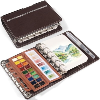 A7 Watercolour Sketchbook Set PU Cover Palette Refillable Cotton Paper Pad
