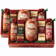 2 Holiday Gift Boxes -  High 5 Food Bundle - Assorted Summer Sausages and Cheese