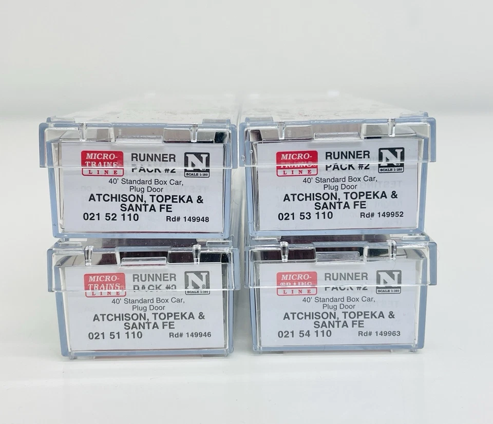 Micro Trains N Santa Fe ATSF 40' Plug Door Box Car Runner Pack #2 99300002 New - Image 3 of 4