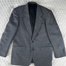 Vintage Oscar de la Renta Signature Men's Wool Sport Coat 41R Gray Houndstooth