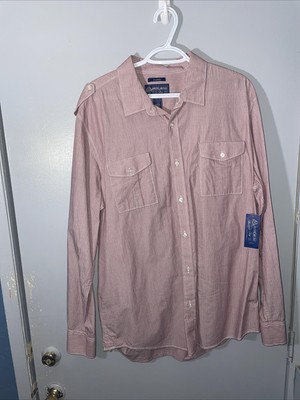 American Rag Roll Up Sleeve Casual Mens Pink Snap Button up Shirt XL J