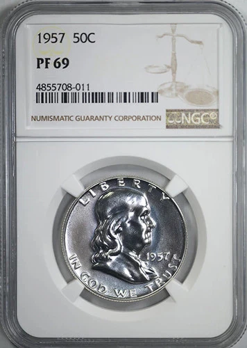 1957 Proof Franklin Half Dollar 50C NGC PF69