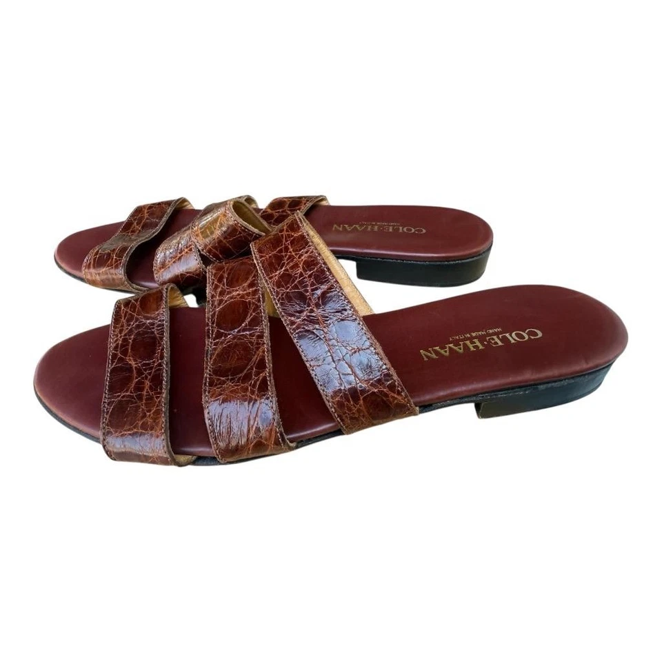 复古 Cole Haan Gator 印花拖鞋凉鞋女式 7.5 码 — 第 2/4 张图片