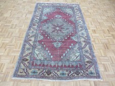 4'10 x 8 Hand Knotted Red Vintage Turkish Oriental Rug G7496