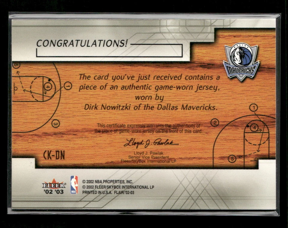Dirk Nowitzki 2002-03 Flair #CK-DN Court Kings Game Used - Image 2 of 2
