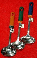 Set Of 3 Aronson Grip It Stainless Steel Soup Ladle w Spout Multi Color Handle
