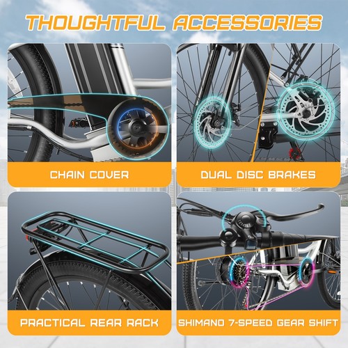 500W 26In Electric Bike Commuting Bicycle 48V Removeable LI-Battery City EBike、、 - Picture 16 of 32