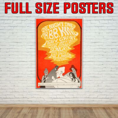 Moby Grape BB King Steve Miller 1967 Konzerttour Foto / Poster bis 36''