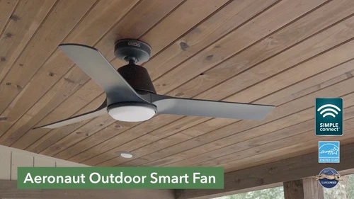 Hunter 52 inch Aeronaut Wi-Fi, ENERGY STAR® Matte Black Damp Rated Ceiling Fan - Video 1 of 1