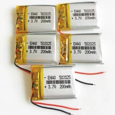 5 pcs 3.7V 200mAh Lipo Rechargeable Battery 502025 For MP3 Recorder Smart Watch