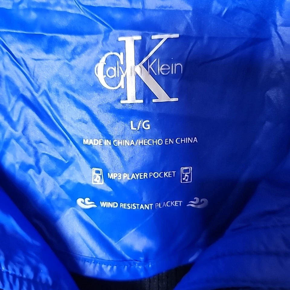 Chaleco Calvin Klein Mujer L Plumón Azul Tapeta Resistente al Viento Exterior Cuello Esponjoso Foto 3 de 4