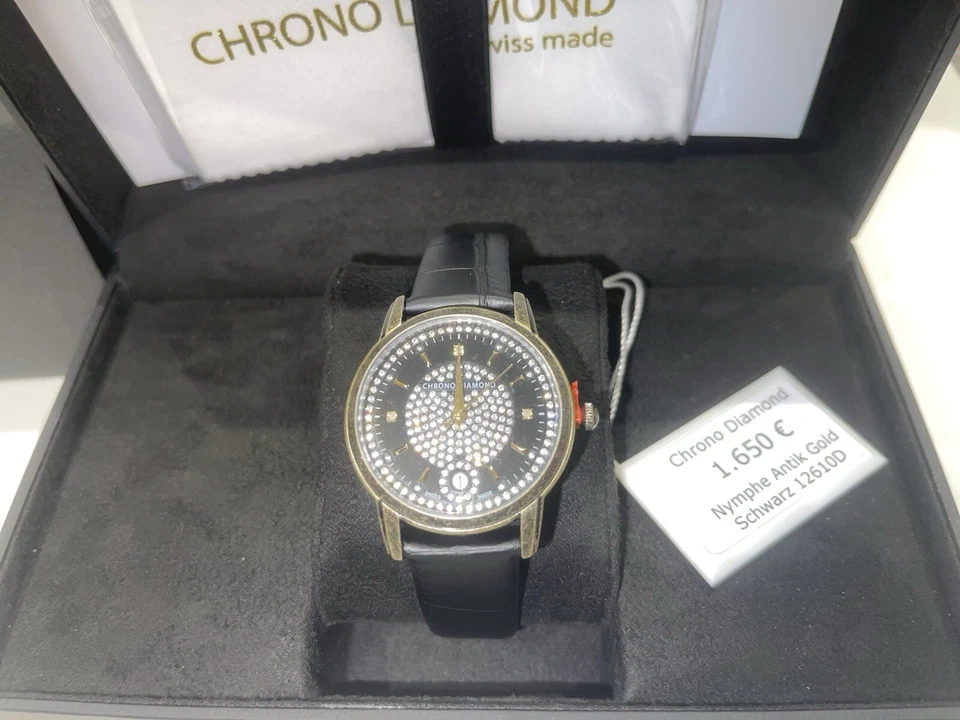 Chrono Diamond Nymphe Antik Gold Schwarz Damenuhr - NEU - UVP. 1400€ - Bild 2 von 4