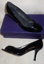 Stuart Weitzman DAPHNE black PATENT OPEN TOE PUMP sz 36 US SZ 5.5 new