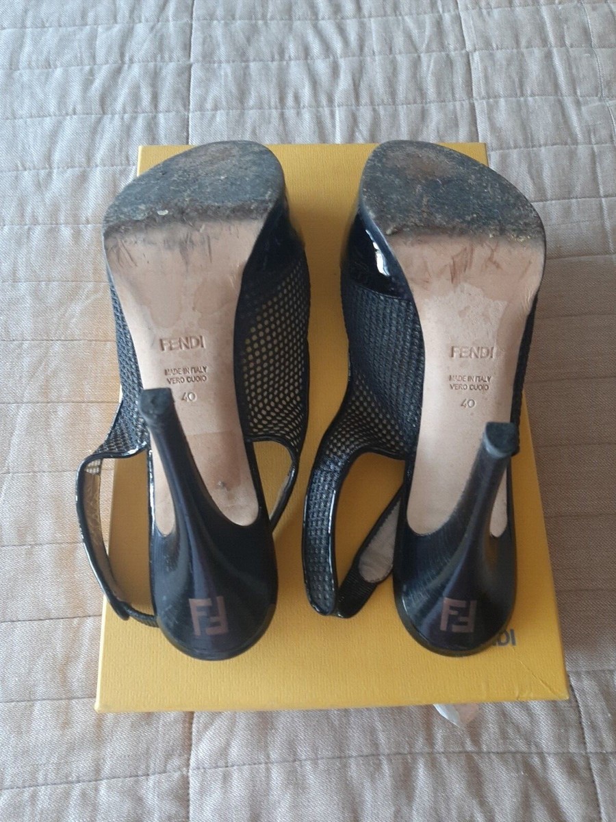 fendi black high heels patent leather shoes 40 /10 | eBay