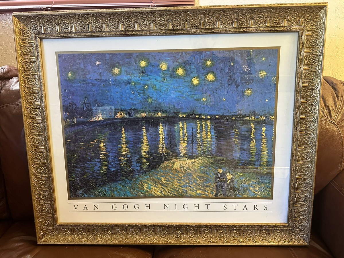 Vincent Van Gogh Night Stars Wall Picture Gold Framed With Glass  display picture 1