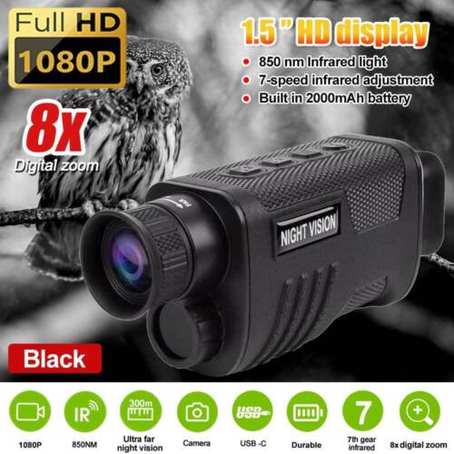Hunting IR 850nm Night Vision Monocular 8X Digital Zoom Telescope Rechargeable