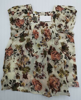 Ulla Johnson Women's Kiki Floral Ruffle Sleeve Blouse US 4 UK 8 New With Tags