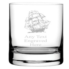 ENGRAVED SAILING WHISKY / WHISKEY MIXER GLASS WG8 IN SILK LINED GIFT BOX