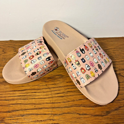 BOBS from Skechers Plush Foam Slides 10 CABIN FUN PUP Pop-Ups Light Pink
